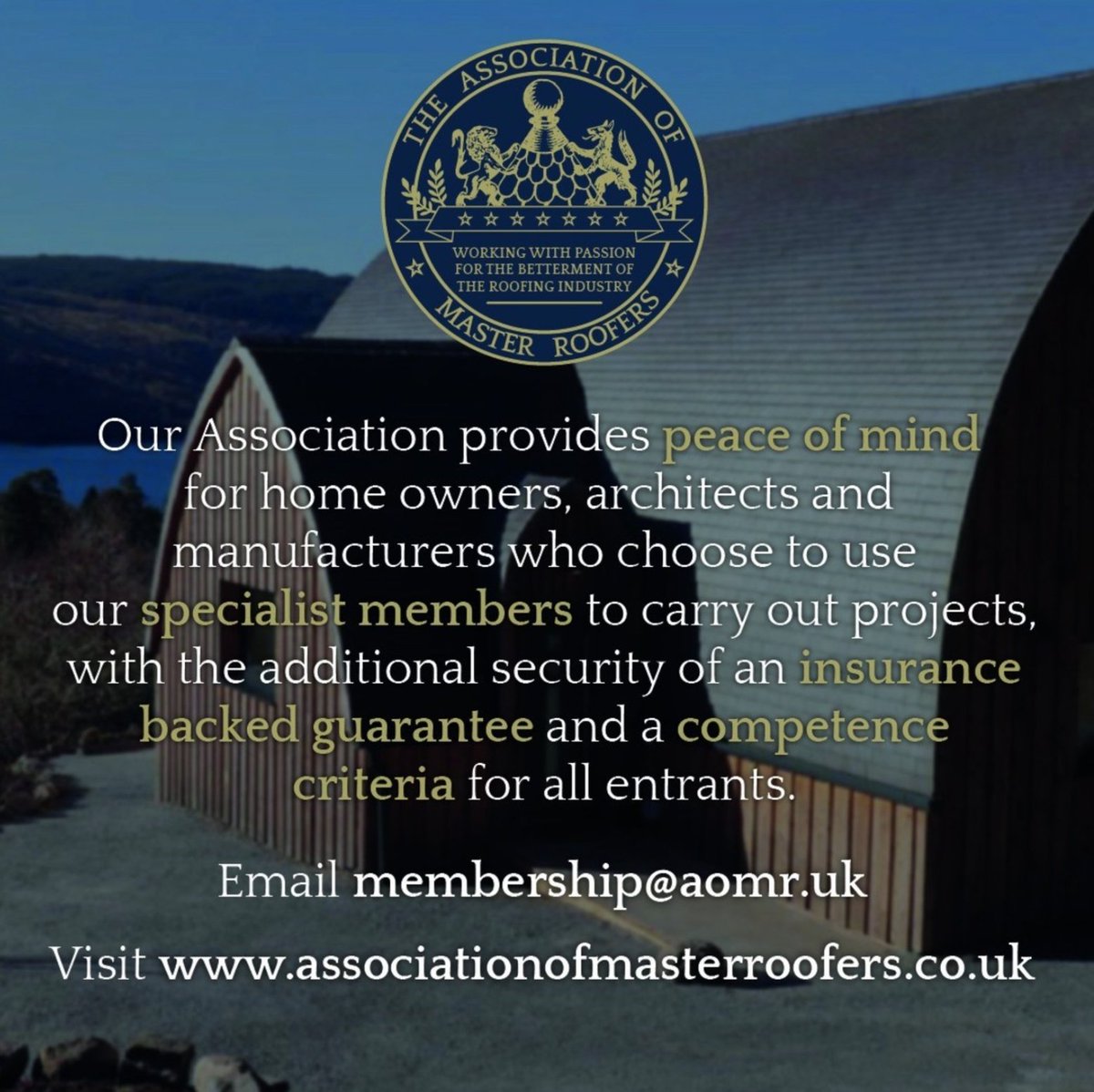 Working with passion for the betterment of the roofing industry.

Join the assoiciation by visiting associationofmasterroofers.co.uk or email membership@aomr.uk

#AMR #peaceofmind #join #roofingprojects #roofinguk #roofculture #roofingexperts #roofcommunity #slate #welding #copper