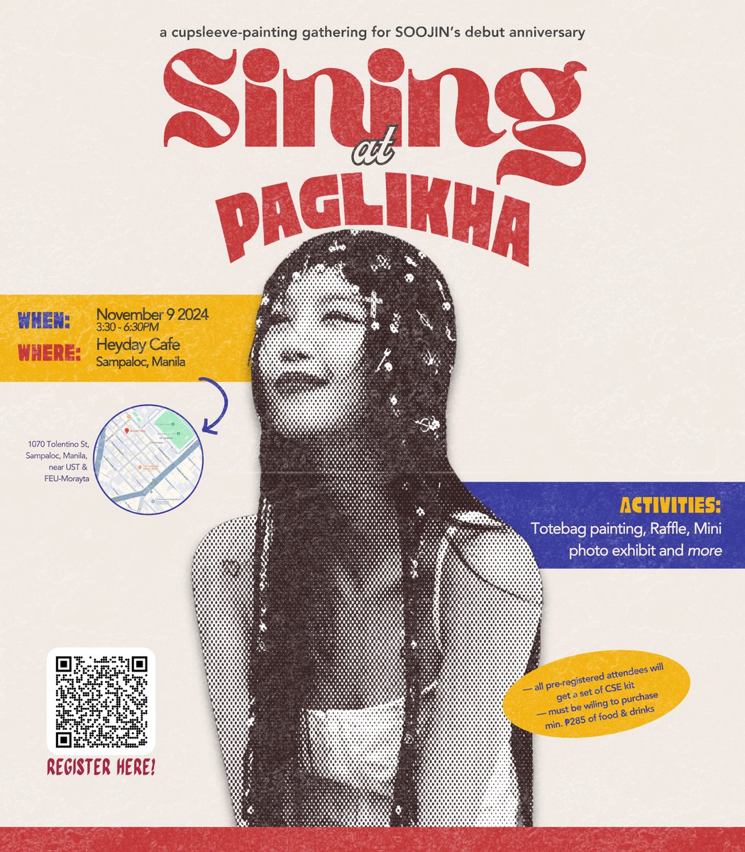 teamsoojinph's tweet photo. 𝐒𝐢𝐧𝐢𝐧𝐠 𝐚𝐭 𝐏𝐚𝐠𝐥𝐢𝐤𝐡𝐚: A cupsleeve-painting gathering for SOOJIN's debut anniversary

🎨 totebag painting &amp; raffle
🖌️ november 9, 2024 • 3:30 to 6:30PM
🖼️ heyday cafe

register here: https://t.co/I2c0hDW1lD

#SOOJIN #수진 #SiningParaKaySOOJIN https://t.co/i7FKW47DxG