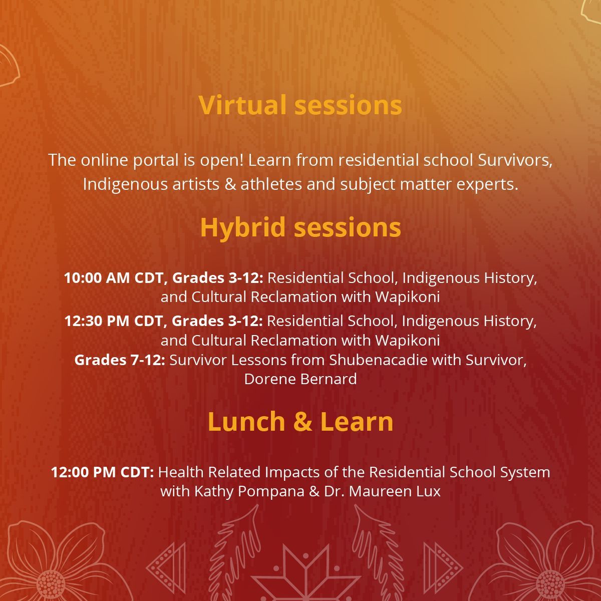 Truth and Reconciliation Week starts today!
It’s not too late to enroll and join us in taking action towards reconciliation. Visit our website for more information and to sign up now: trw-svr.nctr.ca 
All programming/webinars are available in English, French, &amp; ASL.