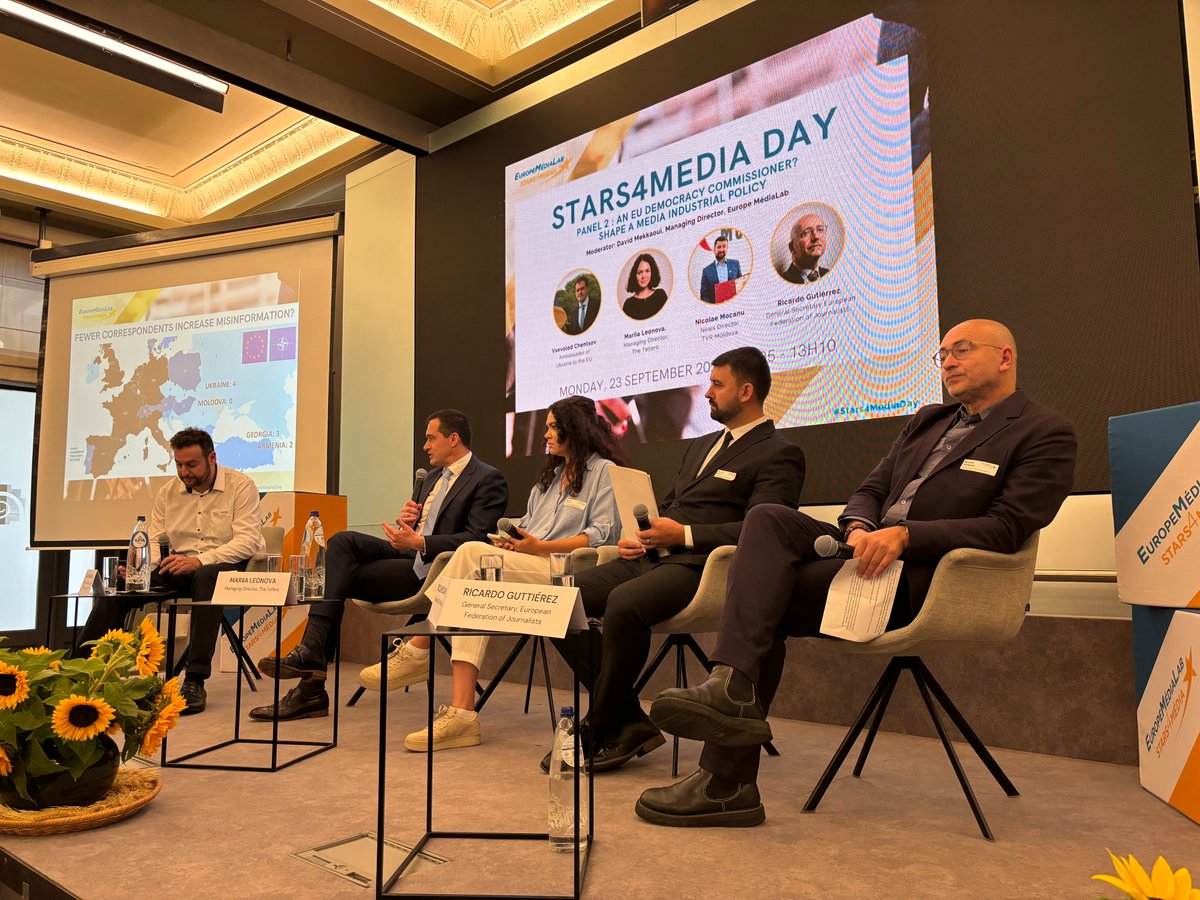 Stars4Media (@stars4media) on Twitter photo 🗞️Our 2nd panel focuses on Eastern Europe integration. How can we fill the democratic gap in Brussels?
with <a href="/DavidMekkaoui/">David Mekkaoui 🇪🇺</a> as moderator, and 4 panelists:
<a href="/VVChentsov/">Vsevolod Chentsov</a> <a href="/mleonovaa/">Mariia Leonova</a> <a href="/efjeurope/">EFJ</a> President R. Guttiérez and <a href="/TVR_MOLDOVA/">TVR MOLDOVA</a> News director N. Mocanu.
#Stars4Media #Media 🗞️Our 2nd panel focuses on Eastern Europe integration. How can we fill the democratic gap in Brussels?
with <a href="/DavidMekkaoui/">David Mekkaoui 🇪🇺</a> as moderator, and 4 panelists:
<a href="/VVChentsov/">Vsevolod Chentsov</a> <a href="/mleonovaa/">Mariia Leonova</a> <a href="/efjeurope/">EFJ</a> President R. Guttiérez and <a href="/TVR_MOLDOVA/">TVR MOLDOVA</a> News director N. Mocanu.
#Stars4Media #Media