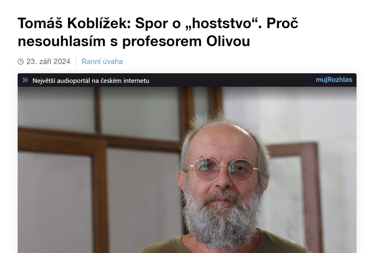 Na <a href="/CRoVltava/">Český rozhlas Vltava</a> vysvětluji, proč argument prof. Olivy proti slovu „hoststvo“ nefunguje. 1) Z toho, že jazyk nějak vypadá, neplyne, že nesmí vypadat jinak. 2) Změny v jazyce nejsou jen věc lingvistiky, ale také etiky a respektu. Etika je na straně „hoststva“. 1url.cz/01FGo