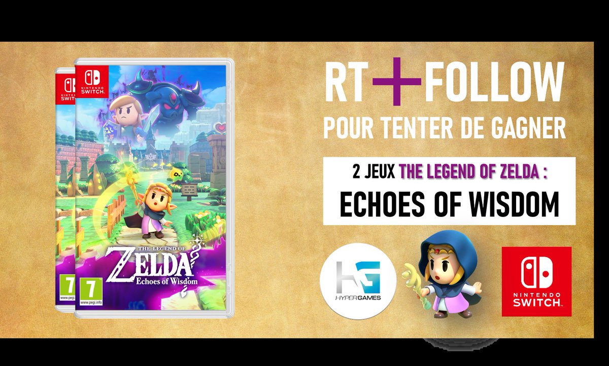 Hypergames Auchan (@hypergamesa) on Twitter photo #Concours
Prenez part à la nouvelle aventure de Zelda en tentant de remporter un exemplaire du jeu The Legend of Zelda : Echoes of Wisdom !
➡️RT + Follow <a href="/HypergamesA/">Hypergames Auchan</a>
➡️Like + commente avec le #Zelda
TAS LE 26/09 #Concours
Prenez part à la nouvelle aventure de Zelda en tentant de remporter un exemplaire du jeu The Legend of Zelda : Echoes of Wisdom !
➡️RT + Follow <a href="/HypergamesA/">Hypergames Auchan</a>
➡️Like + commente avec le #Zelda
TAS LE 26/09