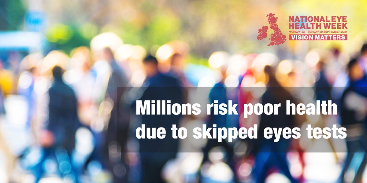 19 million Brits are putting their physical &amp; mental health at risk by failing to have regular eye tests. #EyeTests are essential health checks that can spot signs of conditions like #Diabetes, #Hypertension &amp; #HeartDiseaseas well as eye issues. #EyeWeek #VisionMatters