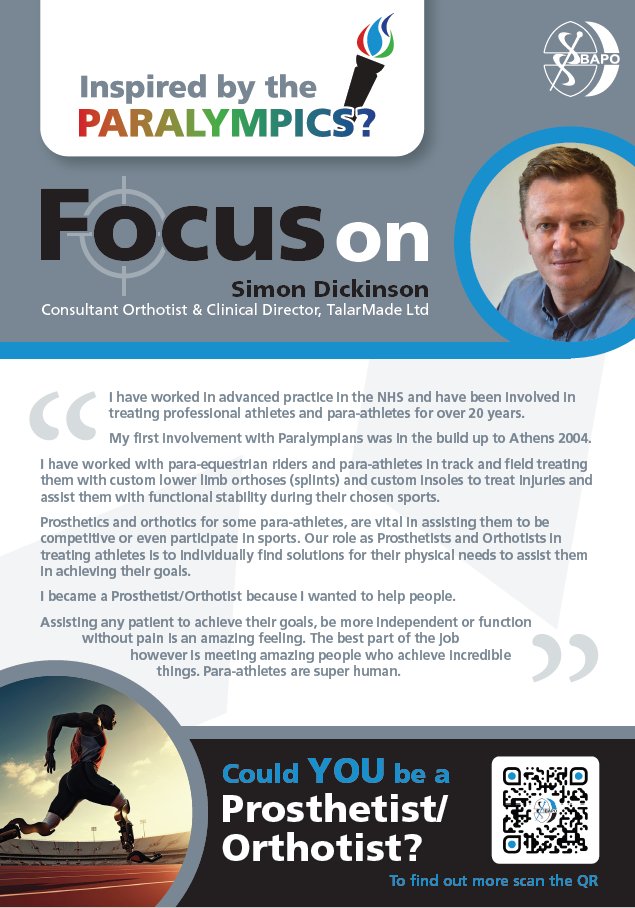Inspired by the Paralympics?
Read about Simon’s experience as a Consultant Orthotist
#Prosthetist #Orthotist #Paralympics