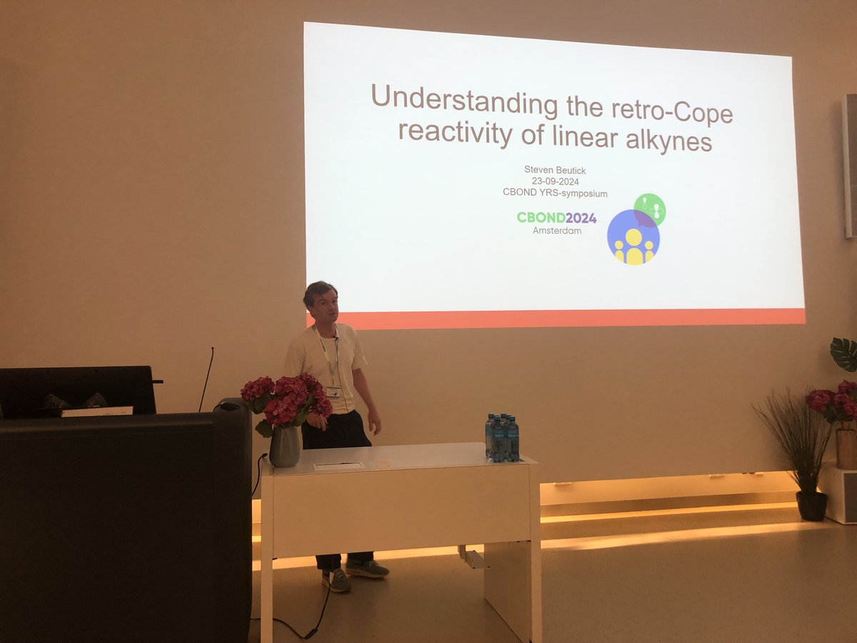 Steven Beutick (<a href="/BeutickSteven/">Steven Beutick</a>) of <a href="/VUamsterdam/">Vrije Universiteit Amsterdam (inactief)</a> and <a href="/VU_TheoCheM/">The TheoCheM Group (Inactive)</a> presents a contributed talk <a href="/CBOND2024/">CBOND2024</a> YRS on the “Retro-Cope elimination of cyclic alkynes: Reactivity trends and rational design of next-generation bioorthogonal reagents.” #CBOND2024