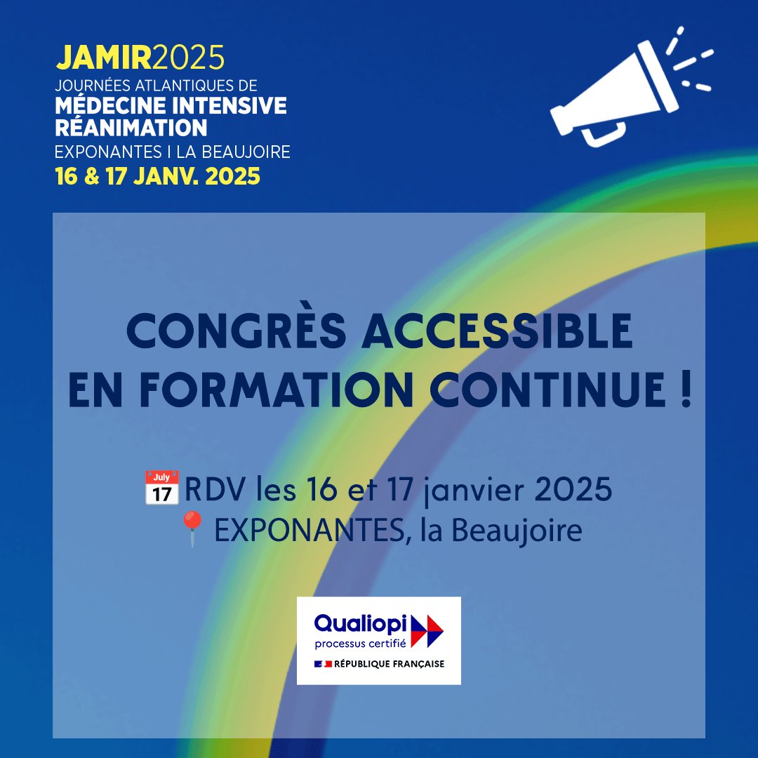 JAMIR (@jamir_nantes) on Twitter photo 📣 CONGRÈS AGRÉÉ QUALIOPI !
Les JAMIR sont accessibles en formation continue
📚 Plus d'informations : polyvalence.org
👉 Inscriptions : jamir.fr/inscription/
#QUALIOPI #jamirnantes #jamir #congres #medecineintensive #reanimation
@JBLascarrou
<a href="/dremcanet/">Emmanuel Canet</a> 📣 CONGRÈS AGRÉÉ QUALIOPI !
Les JAMIR sont accessibles en formation continue
📚 Plus d'informations : polyvalence.org
👉 Inscriptions : jamir.fr/inscription/
#QUALIOPI #jamirnantes #jamir #congres #medecineintensive #reanimation
@JBLascarrou
<a href="/dremcanet/">Emmanuel Canet</a>