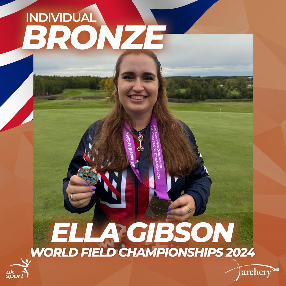 Ella Gibson takes the World Field Championship bronze medal for the compound women! 👏