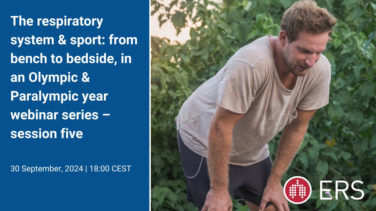 The respiratory system and sport: from bench to bedside, in an Olympic &amp; Paralympic year webinar series - Session 5: Tackling breathing problems in athletes: Is there a therapy-based approach that can help?

Register to join on 30 September at 18:00 CEST: ersnet.org/events/the-res…