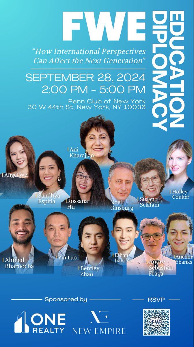 Join FWE September 28th, 2024 from 2pm-5pm for our in person or live event:

'Education Diplomacy: How International Perspectives Can Affect the Next Generation'

Sponsorship tickets are available on Eventbrite: eventbrite.com/e/education-di…

FWE website: fweforum.org/event/educatio…