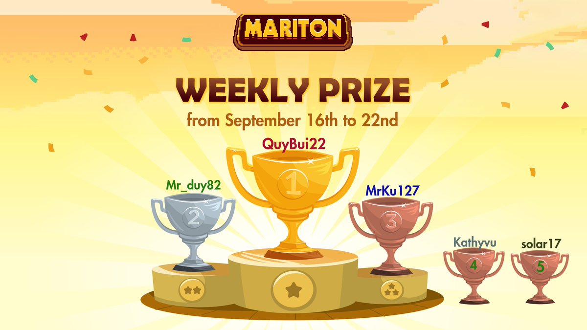 Mariton_game's tweet photo. 🎉 The $TON rewards for the TOP 5 $MRT miners from Sept 16th to 22nd have been credited to your Mariton wallet as of 00:00 on Monday, Sept 23rd.
Here are the prizes:
🥇 1st Place: 30 $TON
🥈 2nd Place: 20 $TON
🏅 3rd - 5th Places: 10 $TON each

The race for the top $MRT miners continues this week, from Sept 23rd to 29th. 
Keep mining for more rewards! 💪🚀

#Mariton #TON #GameFi #MinetoEarn #Mining #PlayToEarn #Airdrop #Rewards