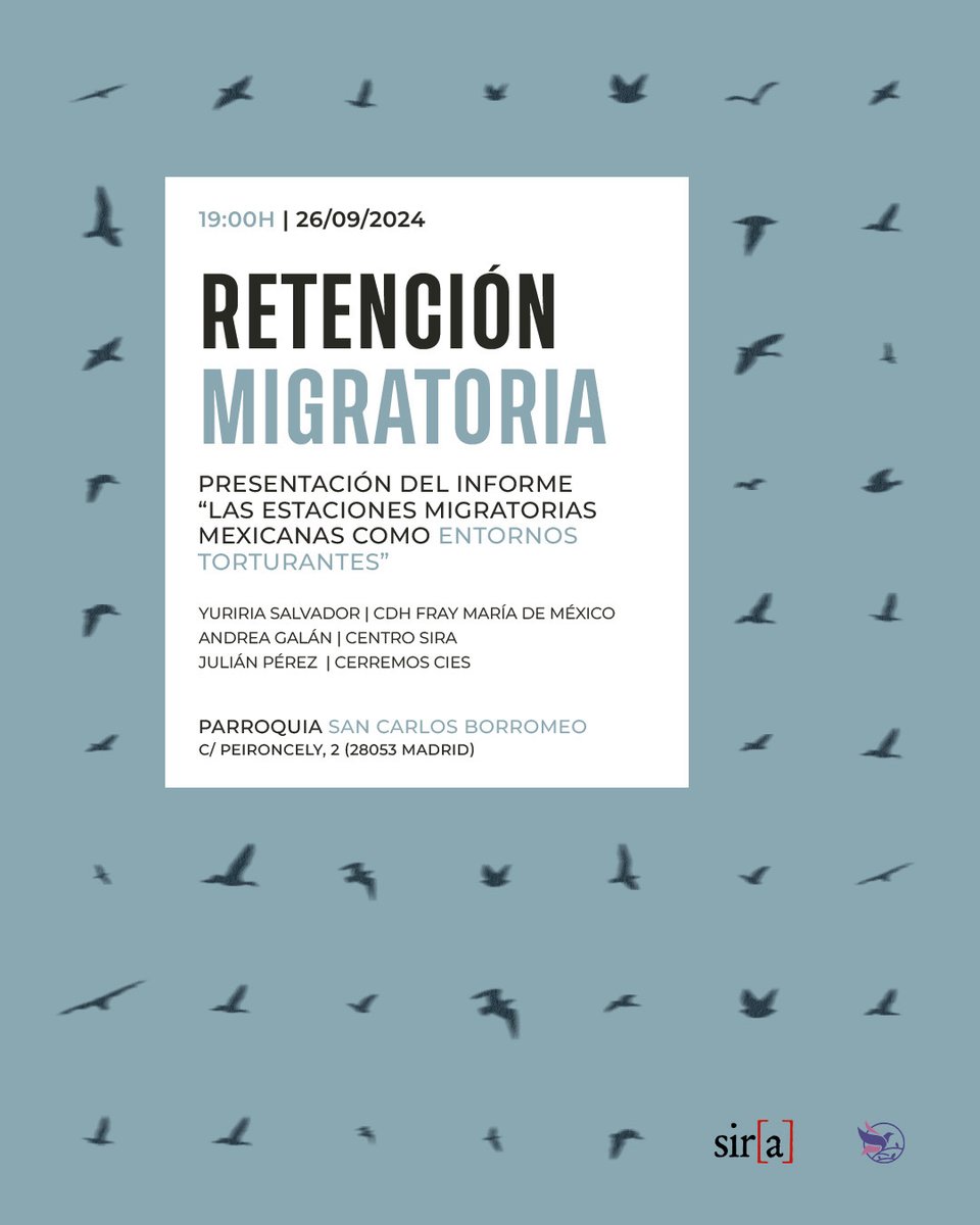 EntreBorromeos's tweet photo. El próximo Jueves días 26 a las 19:00h., aquí en San Carlos.
Hablaremos sobre los centros de retención para personas migrantes en México (Estaciones Migratorias) y España (CIEs), analizando las condiciones y las graves consecuencias que tienen para quienes pasan por ellos. https://t.co/UFTueAUsTk