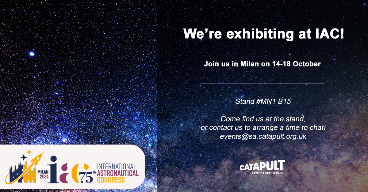 SatAppsCatapult's tweet image. We're attending the International Astronautical Congress 2024 in Milan!

Visit us at Stand #MN1 B15 to hear about our Sustainable Earth Mission, as well as what we can do with Earth Observation.

Don't have your ticket yet? Register here: ow.ly/WSkc50Tq80V