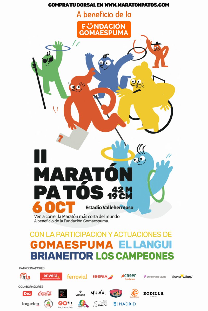 No dejéis de asistir a la Maratón más corta del mundo. Yo estuve el año pasado y fue toda una experiencia
Podéis inscribiros aquí: maratonpatos.com

Todo a beneficio de la fundación Gomaespuma: lnkd.in/dN8Jbf8h