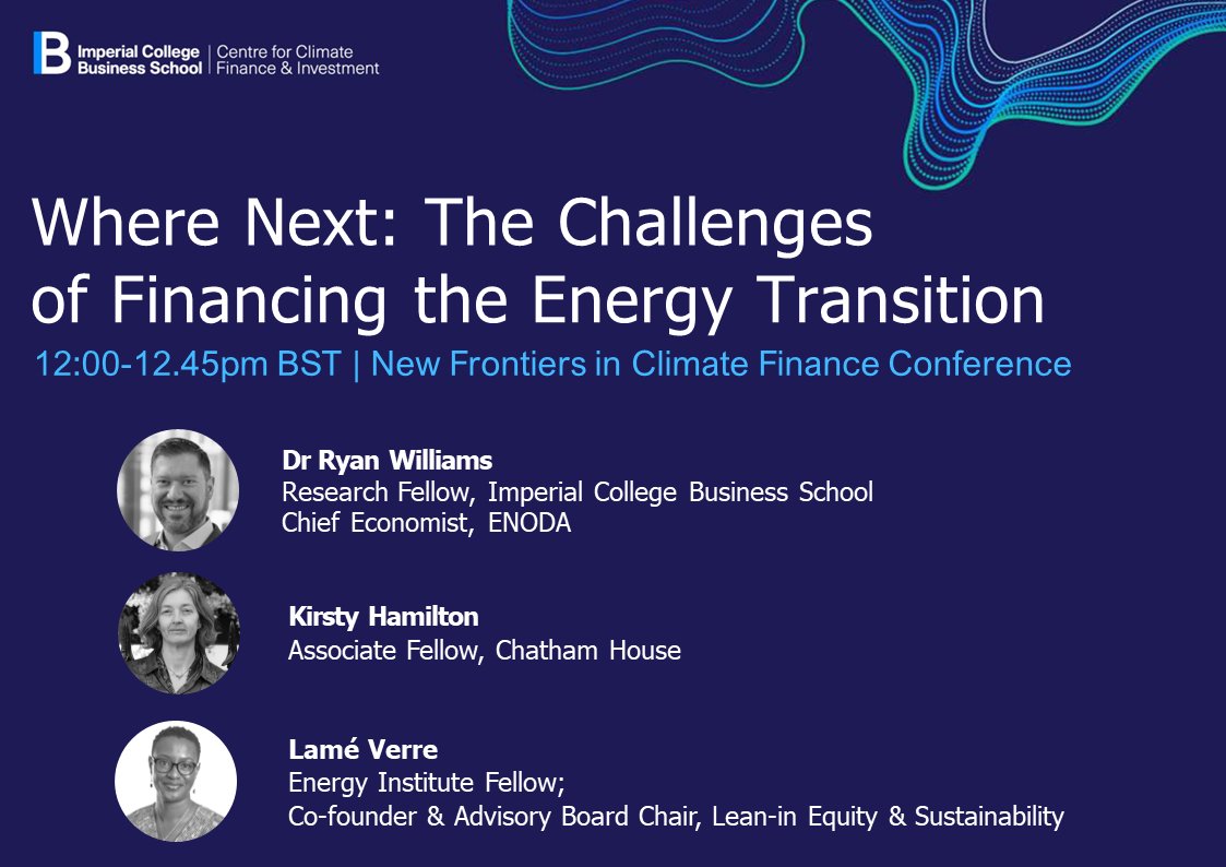 Excited to share that our Chief Economist, Ryan Williams, PhD, will be a panellist at the New Frontiers in #ClimateFinanceConference2024 at Imperial College London. Ryan will be joining a distinguished panel covering critical topics on climate: pulse.ly/sv8xvlbyka