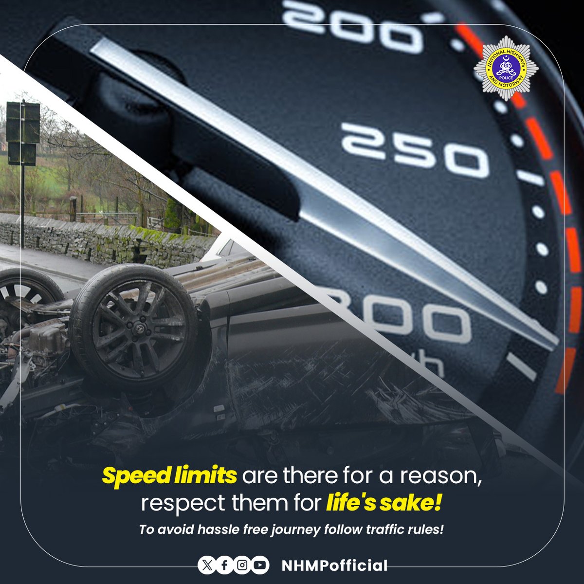 NHMPofficial's tweet photo. Overspeeding can be fatal, Avoid it! #Avoid_Overspeeding https://t.co/dh2th4lpM0