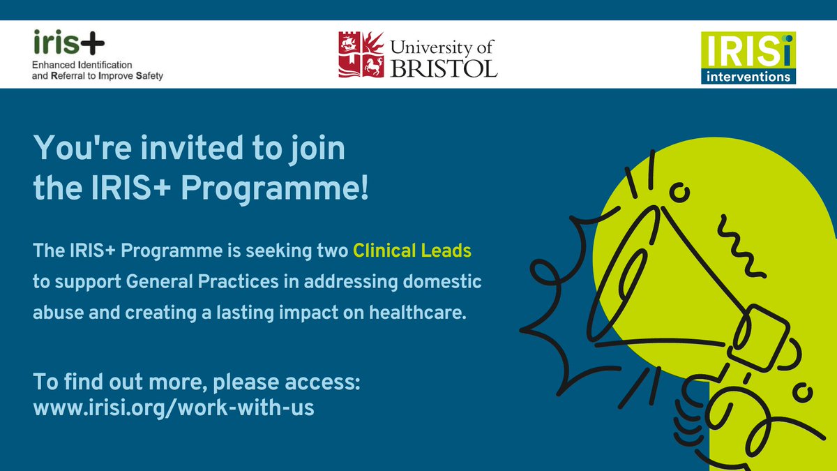IRISi interventions (@irisintervent) on Twitter photo IRIS+ trial is seeking two Clinical Leads in #Swansea and #Bolton! Join us in expanding support for women, children, young people and men affected by #DomesticAbuse. Please access to find out more:
irisi.org/work-with-us
<a href="/capcbristol/">CAPC, Bristol</a> <a href="/NIHRresearch/">National Institute for Health and Care Research</a> IRIS+ trial is seeking two Clinical Leads in #Swansea and #Bolton! Join us in expanding support for women, children, young people and men affected by #DomesticAbuse. Please access to find out more:
irisi.org/work-with-us
<a href="/capcbristol/">CAPC, Bristol</a> <a href="/NIHRresearch/">National Institute for Health and Care Research</a>