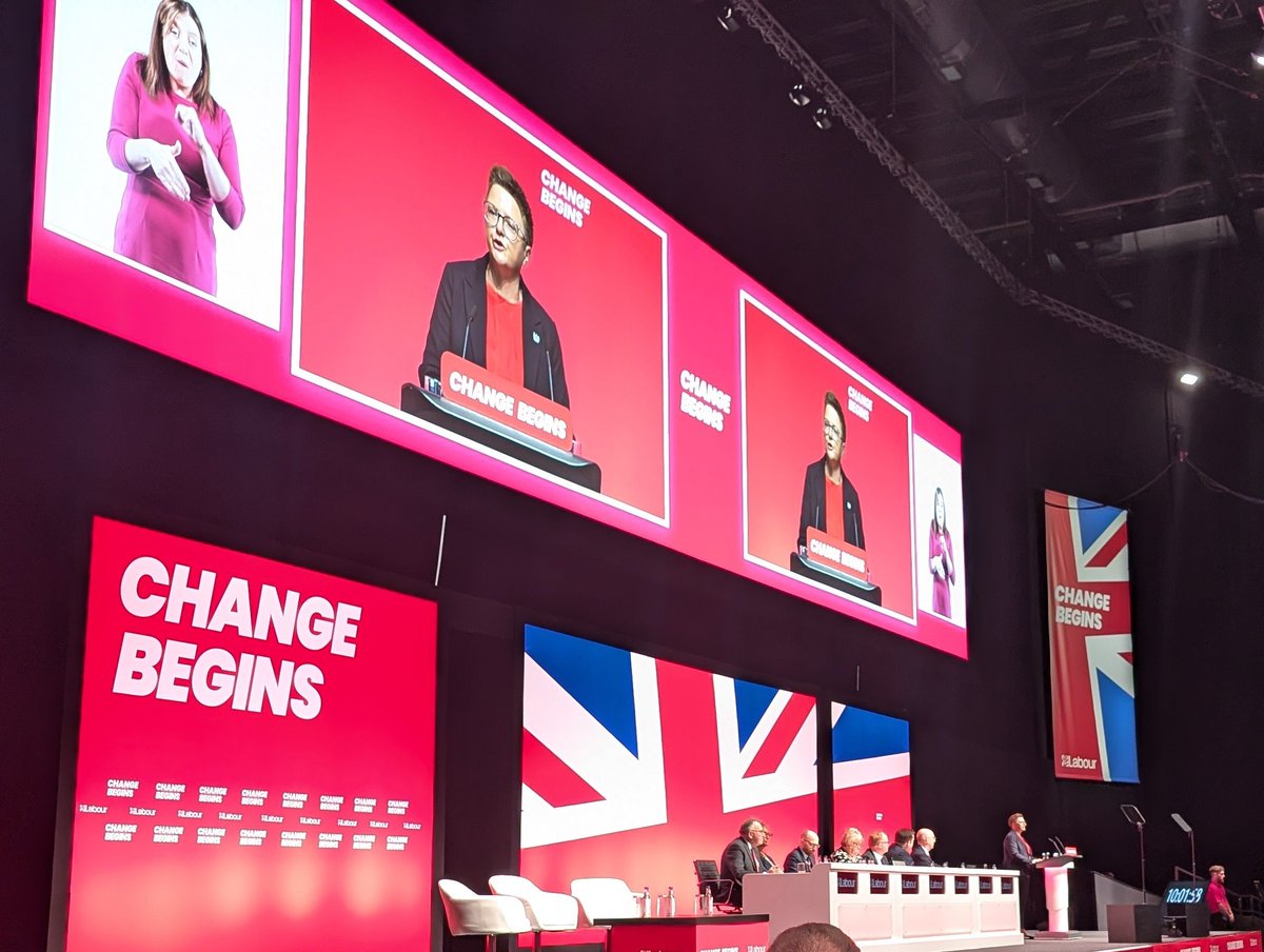Always good to have a Manchester theme at #LabourConference24, and here's <a href="/bevcraig/">Bev Craig</a> to give the Local Government Report. There's so much good practice to share from our excellent councils and partnership with a Labour Government should allow us to transform everyone's lives.