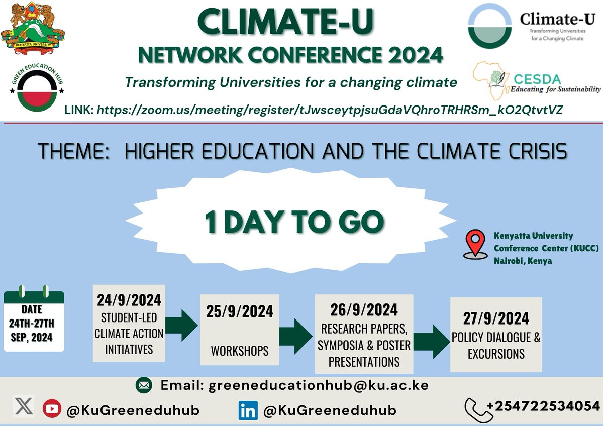 Kenyatta University #ExperienceKU (@kenyattauni) on Twitter photo Climate-U Network Conference
#climate <a href="/ClimateUniv/">Climate-U</a> Climate-U Network Conference
#climate <a href="/ClimateUniv/">Climate-U</a>