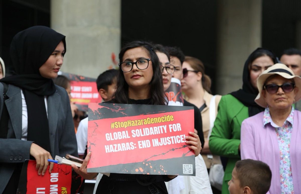 James_JosephTDL's tweet photo. Delighted to see this protest against Hazara genocide at Toronto City Hall yesterday, where the Hazara community in Ontario, alongside civil society and Canadian human rights organizations, came together to raise their voices against the ongoing atrocities faced by Hazaras in Afghanistan. 

This poignant gathering was not just a condemnation of violence but also a heartfelt commemoration of the recent tragic terrorist attack in Daikundi, which claimed the lives of 14 innocent passengers and left 6 others injured. 

The event featured passionate speeches from prominent civil rights activists and received acknowledgment from representatives of Canadian human rights organizations, including MP Ali Ehsassi, who highlighted the serious nature of the situation and reaffirmed their commitment to advocating for the Hazara community's cause. 

It was inspiring to see such unity and determination in the fight for justice. Let's continue to stand together in solidarity! #StopHazaraGenocide