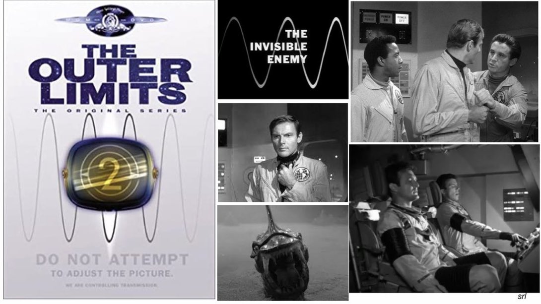 SaveRedlandLibr's tweet photo. 11:35am TODAY on @TalkingPicsTV

From 1964, s2 Ep 7 of #TheOuterLimits - “The Invisible Enemy” directed by #ByronHaskin &amp; written by #JerrySohl
 
🌟#AdamWest #RudySolari #JoeMaross #TedKnight #ChrisAlcaide #AnthonyCostello

#VicPerrin narrates the introduction &amp; epilogue https://t.co/MykpyKxZDk