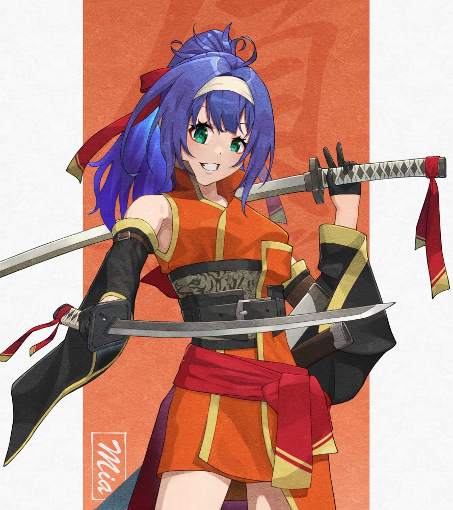 Yonaga_Nagaduki's tweet photo. Mia in a Samurai style design with two swords

#FireEmblem
#ファイアーエムブレム
#yonaga_art https://t.co/bYZcWCreQz