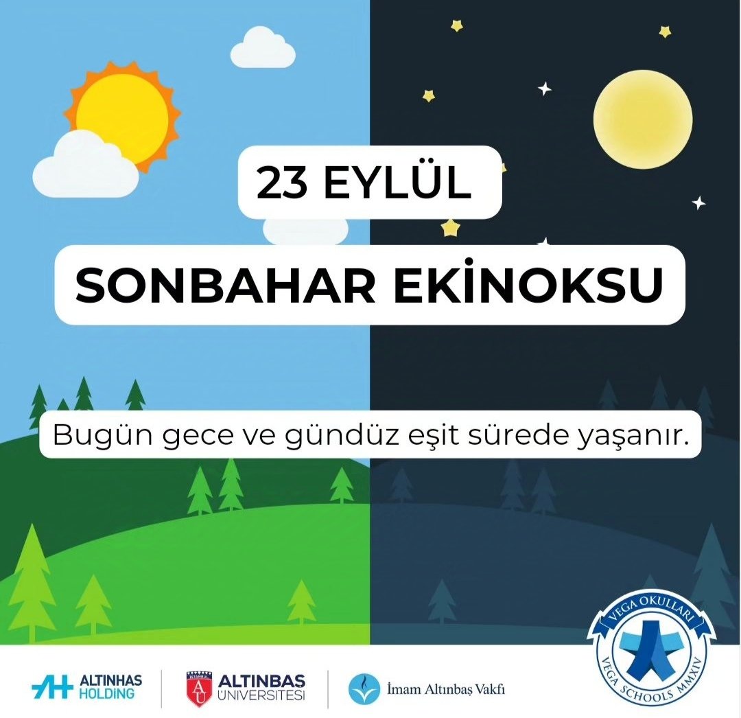 Ekinoks, Güneş ışınlarının Ekvator'a dik vurması sonucunda aydınlanma çemberinin kutuplardan geçtiği andır.

Gündüz ile gecenin eşit olması durumudur. İlkbahar ve sonbaharda olmak üzere yılda iki kez tekrarlanır. 

#sonbaharekinoksu 
#vegaokulları