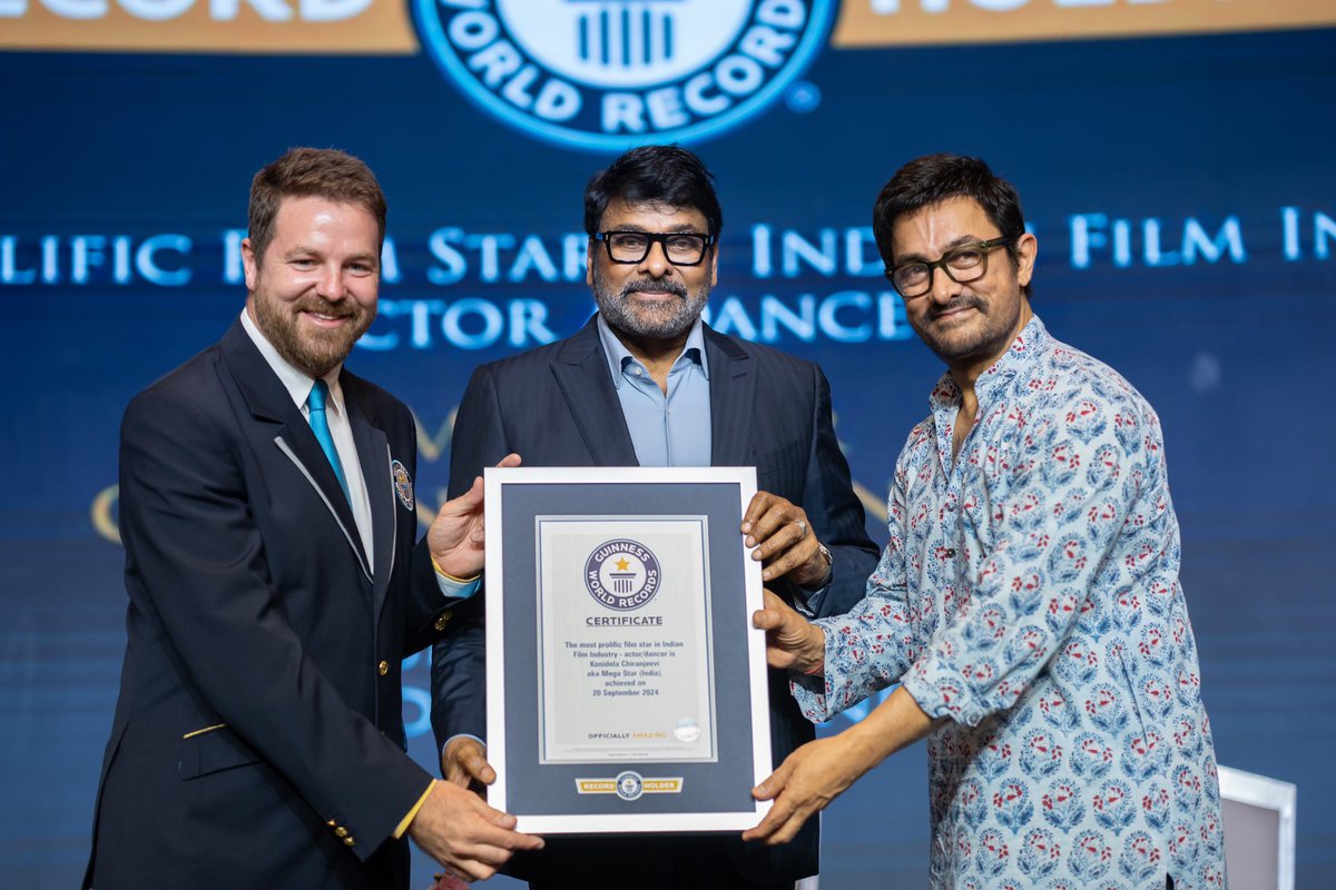 KChiruTweets's tweet photo. ఈ Guinnes world record ఘనత, 
నాతో చిత్రాలు నిర్మించిన నిర్మాతలకి, నన్ను నడిపించిన దర్శకులకి, అద్భుతమైన పాటలు ఇచ్చిన సంగీత దర్శకులకి, ఇన్ని విభిన్నమైన steps compose చేసిన choreographers కి దక్కుతుంది. నన్ను అమితంగా ప్రేమించి, 
నా dances ఇష్టపడిన ప్రతి ఒక్కరికి ఇది అంకితం 🙏🙏 https://t.co/88bzUmquuE