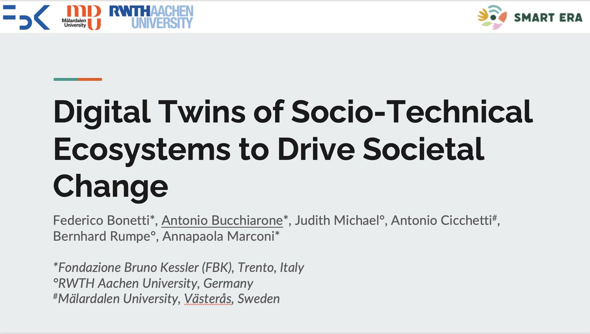 antbucc's tweet image. I just presented our work at the#SAM conference during the @modelsconf  event, focusing on the challenges and opportunities surrounding the engineering of Digital Twins (DTs) for socio-technical systems. @MODIS_Unit @FBK_research