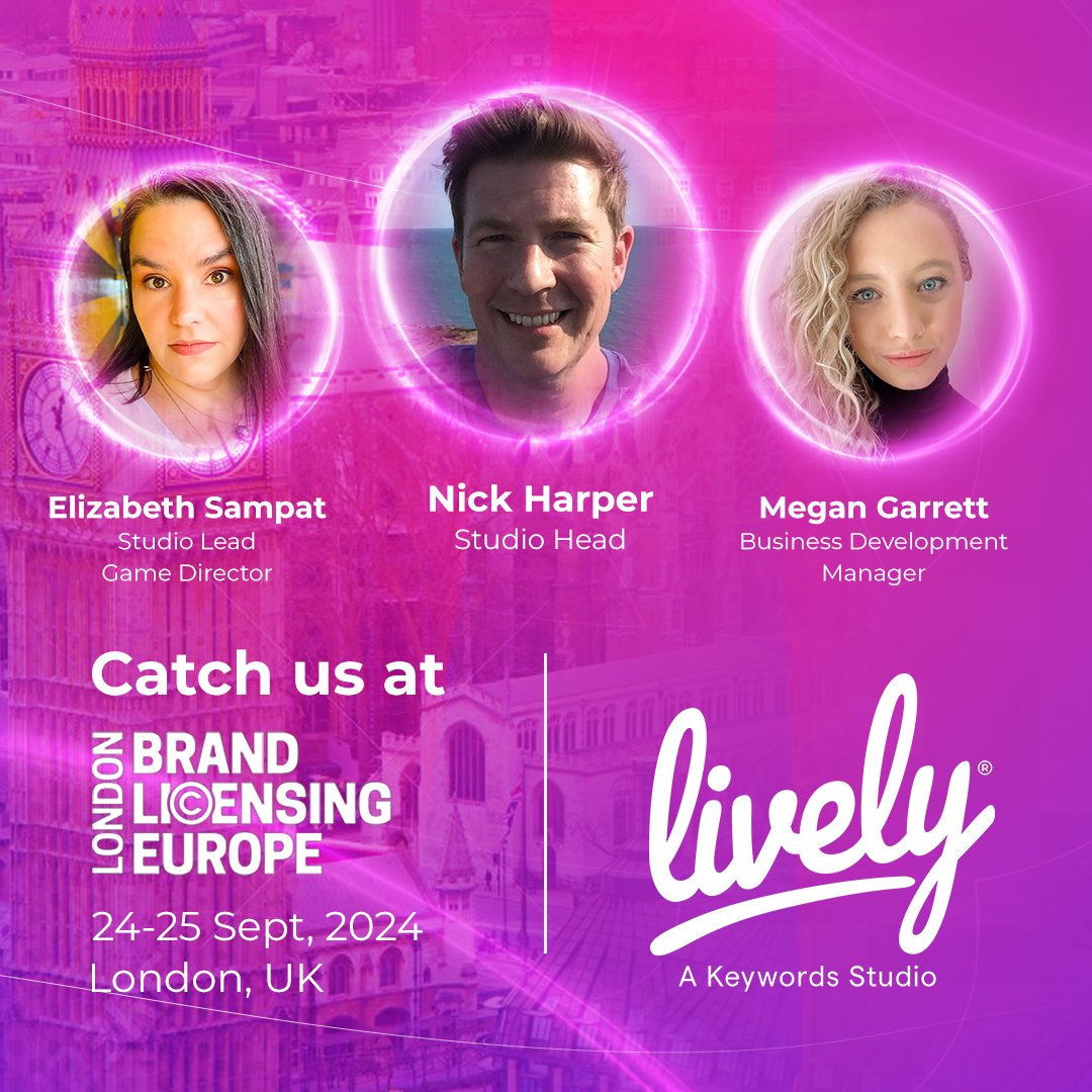 Lively Games (@lively_games) on Twitter photo We’re pumped to be heading to #BrandLicensingEurope this week! 🎮
Looking to kick off a new game or level up an existing one? Lively’s got you covered with our full-dev, co-dev, and liveops services. 🔥🎮
Reach out and let's chat!
✉️ megan.garrett@livelystudio.com
#WeAreLively We’re pumped to be heading to #BrandLicensingEurope this week! 🎮
Looking to kick off a new game or level up an existing one? Lively’s got you covered with our full-dev, co-dev, and liveops services. 🔥🎮
Reach out and let's chat!
✉️ megan.garrett@livelystudio.com
#WeAreLively