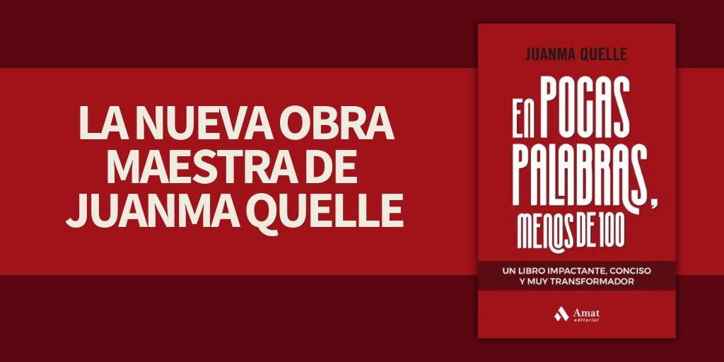 Cuatro años después de publicar por primera vez su éxito 'En menos de 100 palabras' 
<a href="/JMQuelle/">Juanma Quelle ®</a> vuelve a conquistar a sus lectores con 'En pocas palabras, menos de 100'.

📖 ¡Ya en librerías!

profiteditorial.com/libro/en-pocas…