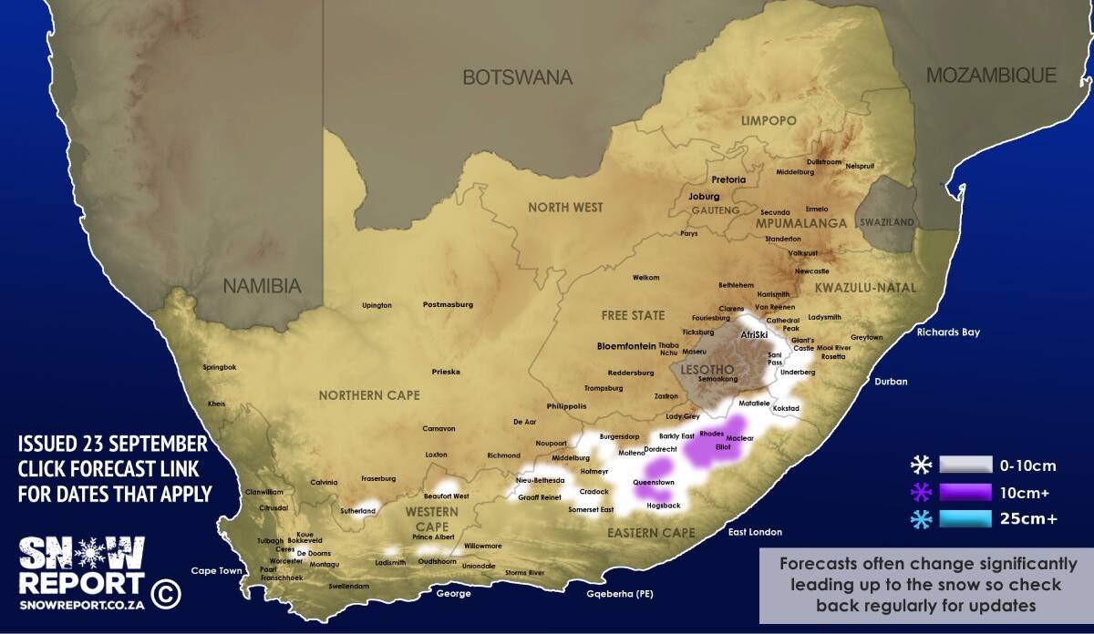 SnowReportSA's tweet photo. ❄ ADVANCE SNOW FORECAST: More heavy snowfall possible from this coming weekend - https://t.co/qs5oMScTA4 #snowreportsa #africansnow #kznsnow https://t.co/rxIfik6db9