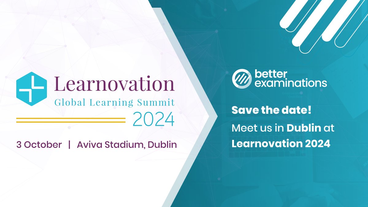📢 #BetterExaminations is exhibiting at Learnovation 2024 on October 3 at Aviva Stadium, Dublin!
Stop by our booth to see how we’re transforming tech-driven learning and assessment.
📅 Save the date, we can’t wait to meet you!
#Learnovation24 #EdTech #eAssessment @LearnovateC
