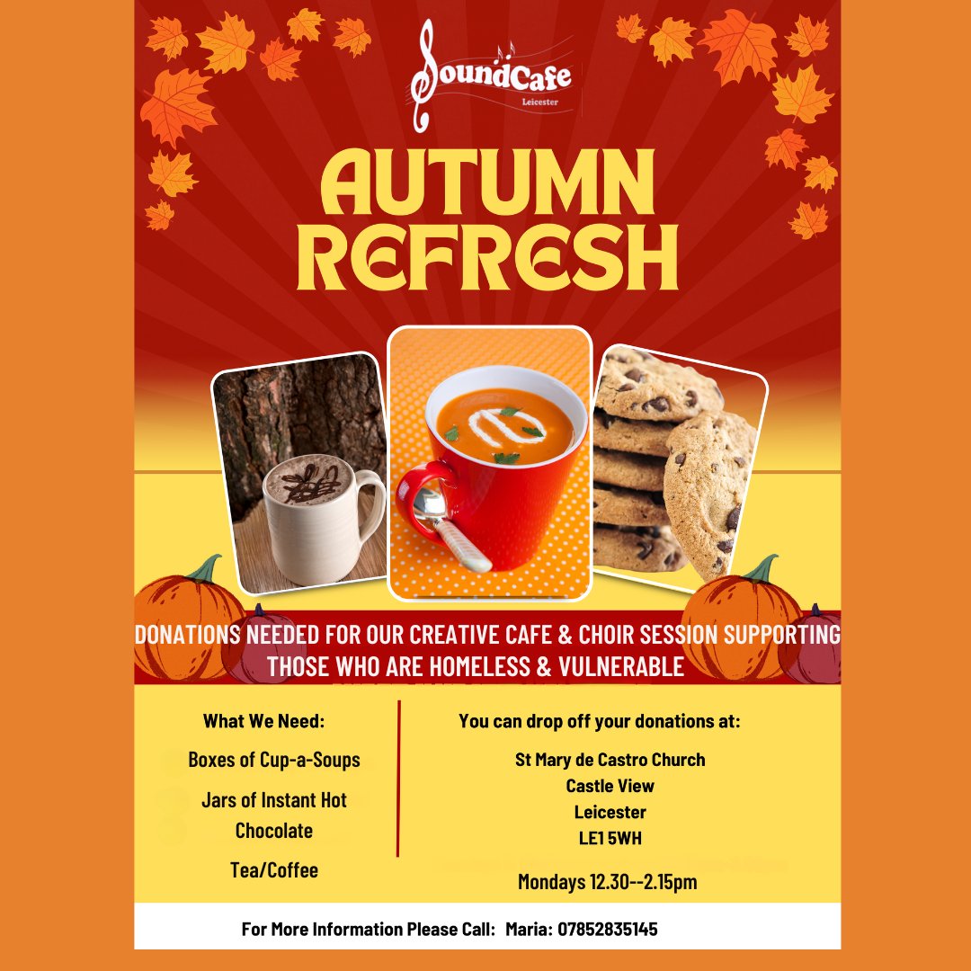 As the colder months of Autumn and Winter approach, we are seeking donations to support our Creative Cafe and Choir sessions.  These sessions provide a warm, safe space where our guests can enjoy a hot drink and companionship.

Every contribution counts whether large or small.