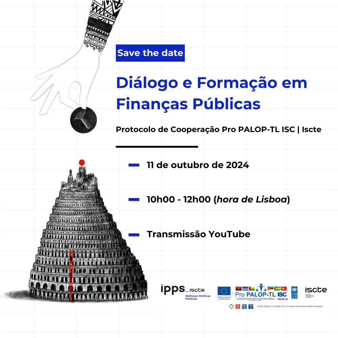 IPPS-Iscte (@ipps_iscte) on Twitter photo Dia 11 de outubro o <a href="/ISCTEIUL/">Iscte - Instituto Universitário de Lisboa</a> e o <a href="/ProPALOP/">ProPALOP-TL SAI</a> organizam a sessão Diálogo e Formação em Finanças Públicas, onde será celebrado o novo Protocolo de Cooperação Pro PALOP-TL | Iscte.
➡️ Mais info: bit.ly/47GgMvt.
#ipps #Iscte #MelhoresPoliticasPublicas Dia 11 de outubro o <a href="/ISCTEIUL/">Iscte - Instituto Universitário de Lisboa</a> e o <a href="/ProPALOP/">ProPALOP-TL SAI</a> organizam a sessão Diálogo e Formação em Finanças Públicas, onde será celebrado o novo Protocolo de Cooperação Pro PALOP-TL | Iscte.
➡️ Mais info: bit.ly/47GgMvt.
#ipps #Iscte #MelhoresPoliticasPublicas