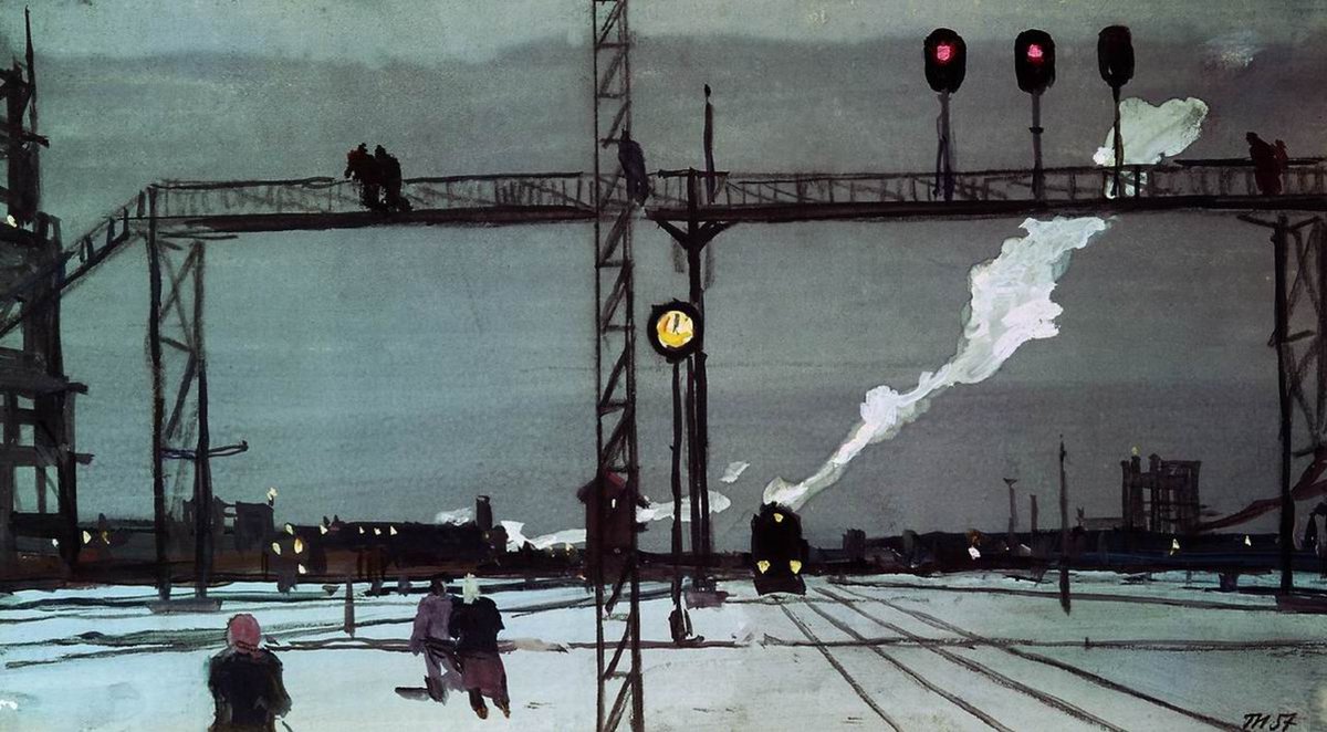 Britomartis_18's tweet image. Georgij Nisskij [Георгий Нисский], On the Railway Tracks, Morning [На путях. Утро], 1957 /

Andrej Ušin [Андрей Ушин], Tracks [Пути], 1960

#Nissky #Nisskij #Нисский #Ushin #Ušin #Ушин #Пути