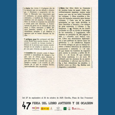 47ª Feria del Libro Antiguo y de Ocasión Sevilla❤️👏👏👏📚📚📚
Del 27 de septiembre al 20 de octubre.
Ubicada en Plaza San Francisco. 
Horario de 11h. a 21h. 
Evento recomendado por UNILIBER 😍👉 uniliber.com/noticias/47a-f…