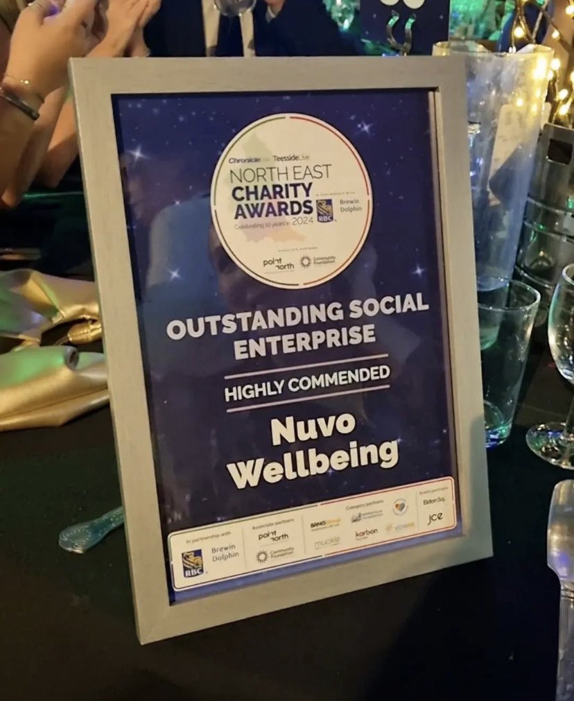 An inspiring evening celebrating the incredible impact of charities in the region at the <a href="/NECharityAwards/">North East Charity Awards</a> 🙌💫

I’m incredibly proud that <a href="/NuvoWellbeing/">Nuvo Wellbeing</a> was Highly Commended for 'Outstanding Social Enterprise' - reflecting the hard work &amp; passion of our amazing team 🤍