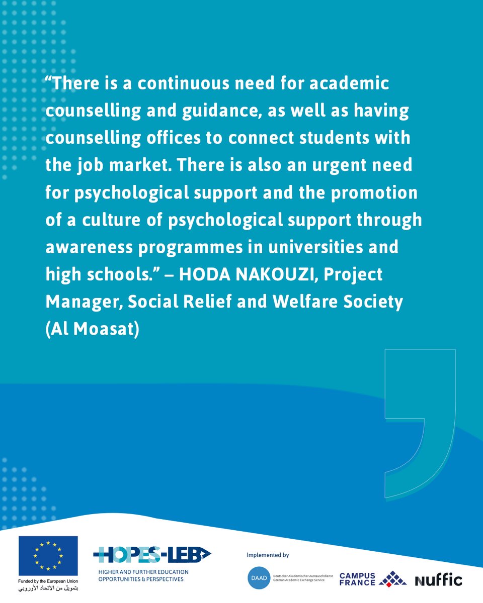 A glimpse on the projects implemented within the scope of the “Funding for Training and Capacity Building” component of the #HOPESLebProject funded by the <a href="/EUinLebanon/">EU in Lebanon</a>: Success Hub by The Moasat

<a href="/DAAD_Germany/">DAAD News</a>
<a href="/CampusFrance/">Campus France</a>
<a href="/Nuffic/">Nuffic</a>