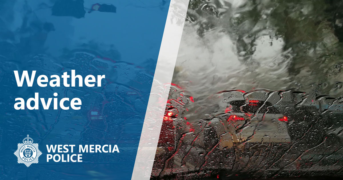 Road Safety West Mercia (@wmerciaroads) on Twitter photo Did you know? Vehicle stopping distances are at least double in wet weather. There is a lot of surface water currently on the roads, reduce your speed and keep your distance. Do not attempt to drive through flood water.
For the latest updates follow the <a href="/metoffice/">Met Office</a>. Did you know? Vehicle stopping distances are at least double in wet weather. There is a lot of surface water currently on the roads, reduce your speed and keep your distance. Do not attempt to drive through flood water.
For the latest updates follow the <a href="/metoffice/">Met Office</a>.