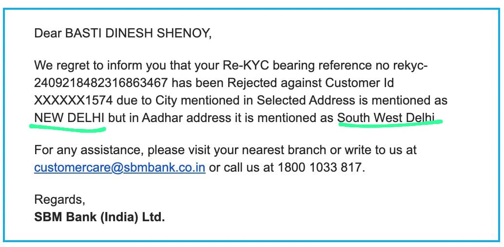 dineshenoy's tweet photo. @sbmbankindia is this some kind of a joke? Are you serious? Is 'NEW DELHI' different from 'South West Delhi'? And do you have the option of mentioning my city as 'South West Delhi' in your form? https://t.co/EUQ9nlRbB2