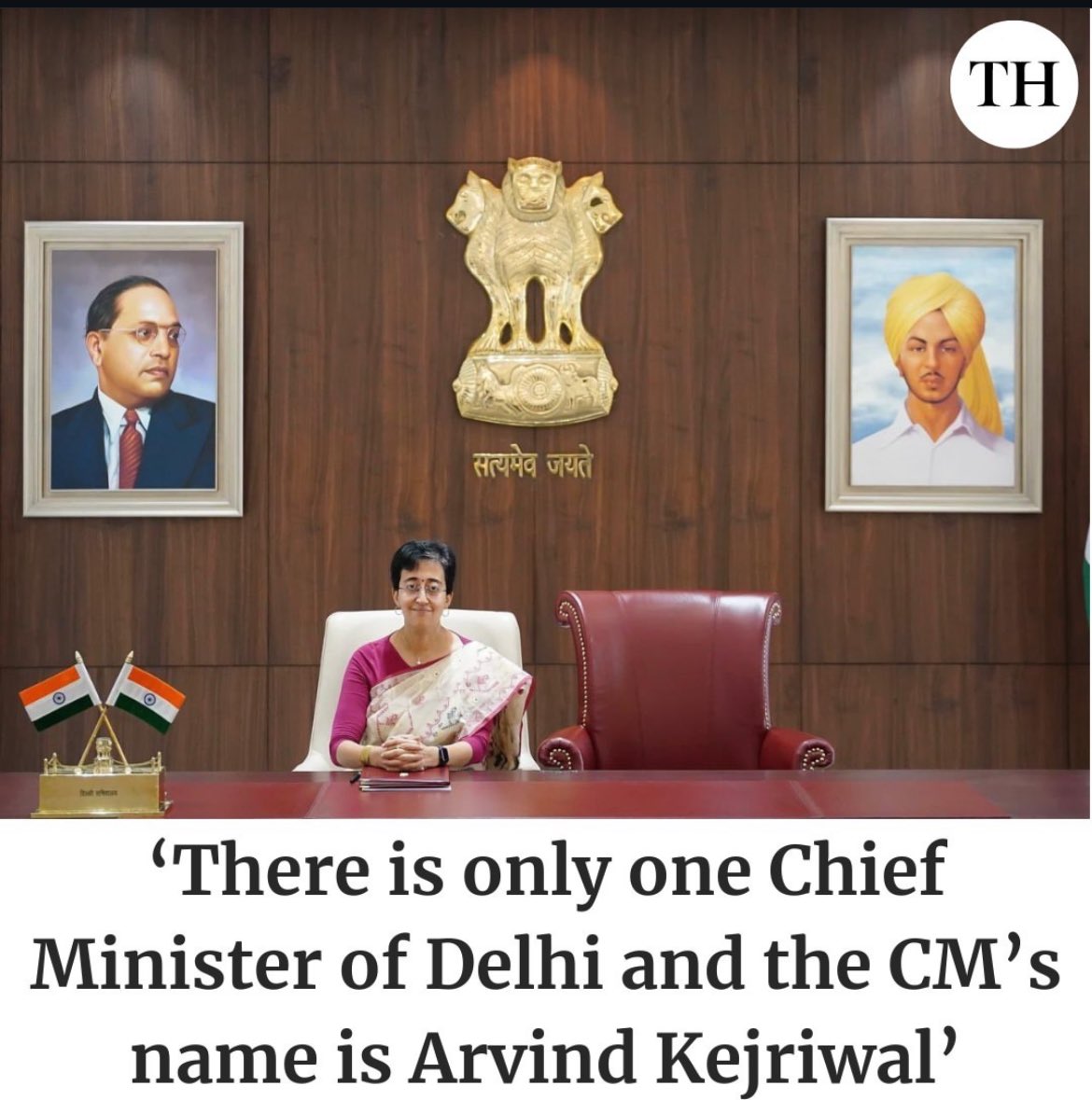 indpolicypulse's tweet photo. This act of #Atishi is actually #demeaning the post of #CM of NCT of #Delhi. #AAP #ArvindKejriwal. https://t.co/r0MLPLVlQI