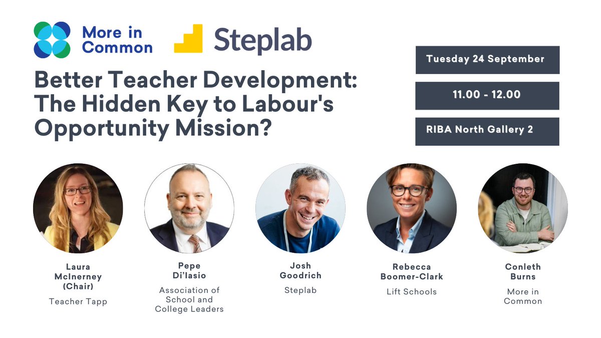 📢 We’re delighted to be contributing to the education policy debates in Liverpool this week.

<a href="/Josh_CPD/">Josh Goodrich</a> will be joining <a href="/miss_mcinerney/">Laura McInerney</a>, <a href="/pepediiasio/">Pepe Di’Iasio</a>, <a href="/vianclark/">Rebecca Boomer-Clark</a> and <a href="/BurnsConleth/">Conleth Burns</a> to discuss all things PD.

How do we ensure it's innovative, aids retention and delivers impact? 🚀