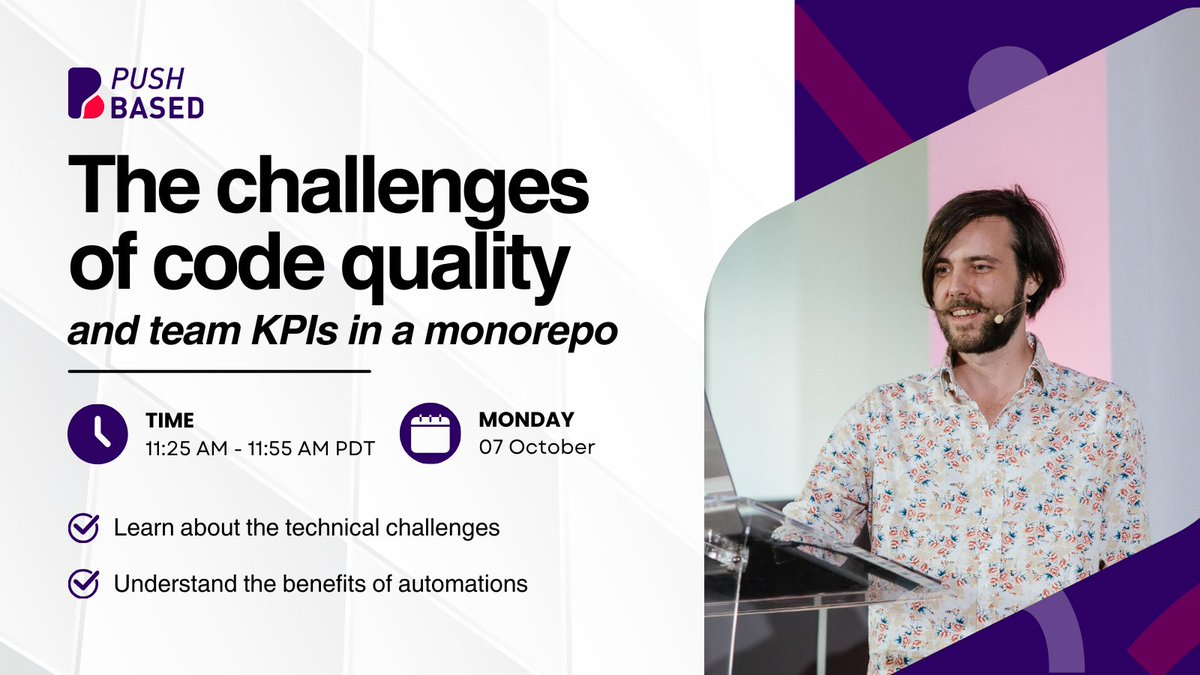 PushBased's tweet image. [1/2] 📢 Big news! @Michael_Hladky will be presenting at @MonorepoWorld by @NxDevTools.

Get $50 off your tickets—link in the comments 👇

🎙️ The Challenges of #CodeQuality and Team KPIs in a #Monorepo

🗓️ Oct 7, 2024 | 📍 Mountain View, CA
