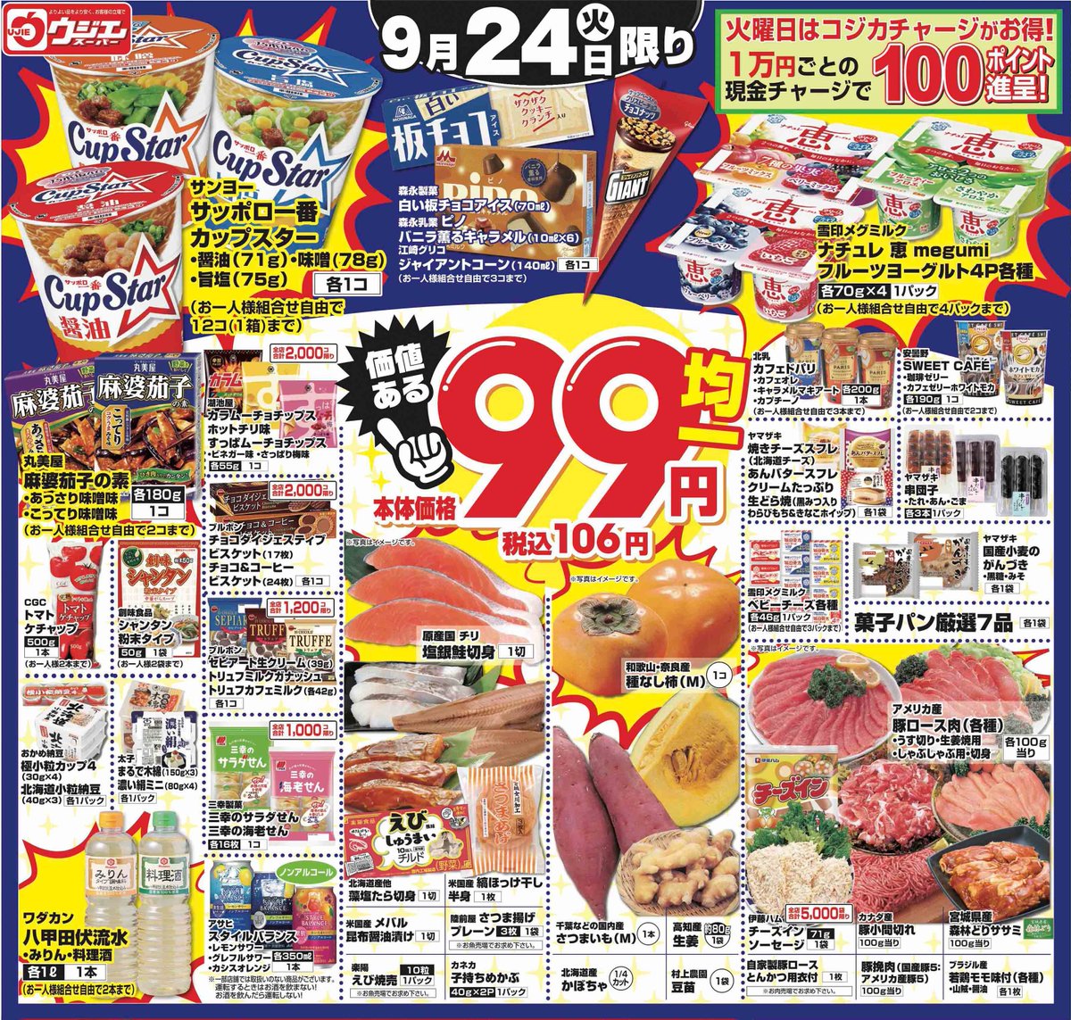 99円均一／ 24日㈫は価値ある99円均一を開催✨ ジャイアントコーンや種