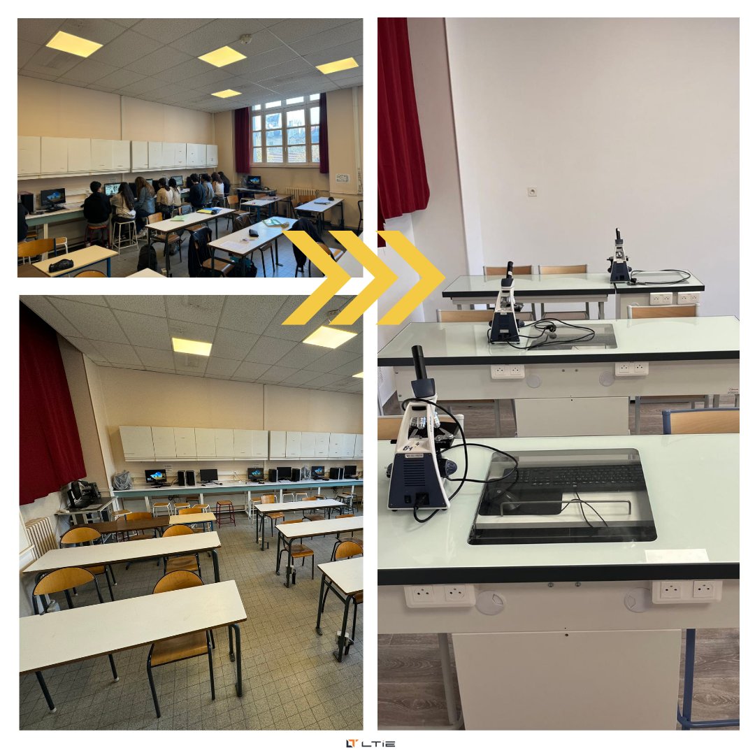 ltie_elec's tweet image. Nouvelle configuration de la salle de SVT 
Nous avons réalisé un nouvel aménagement au lycée @mdlcvlcarnot  à Paris 17ème dans une salle de SVT
• 10 nouvelles tables équipées de PC.
• 1 prises RJ45 #ExcelNETWORKING
• 6 prises de courant @Legrand
#electricite #cablage