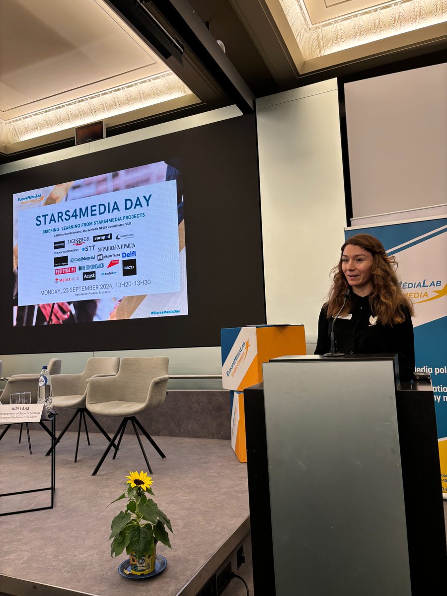 🤖 Briefing by Cătălina Dumbrăveanu: learning from STars4Media projects, learn more about Business &amp; newsroom transformation; financial support, knowledge transfer &amp; coaching, check the website of the project: bit.ly/4ea3Hx2 . #Stars4MediaDay #Media