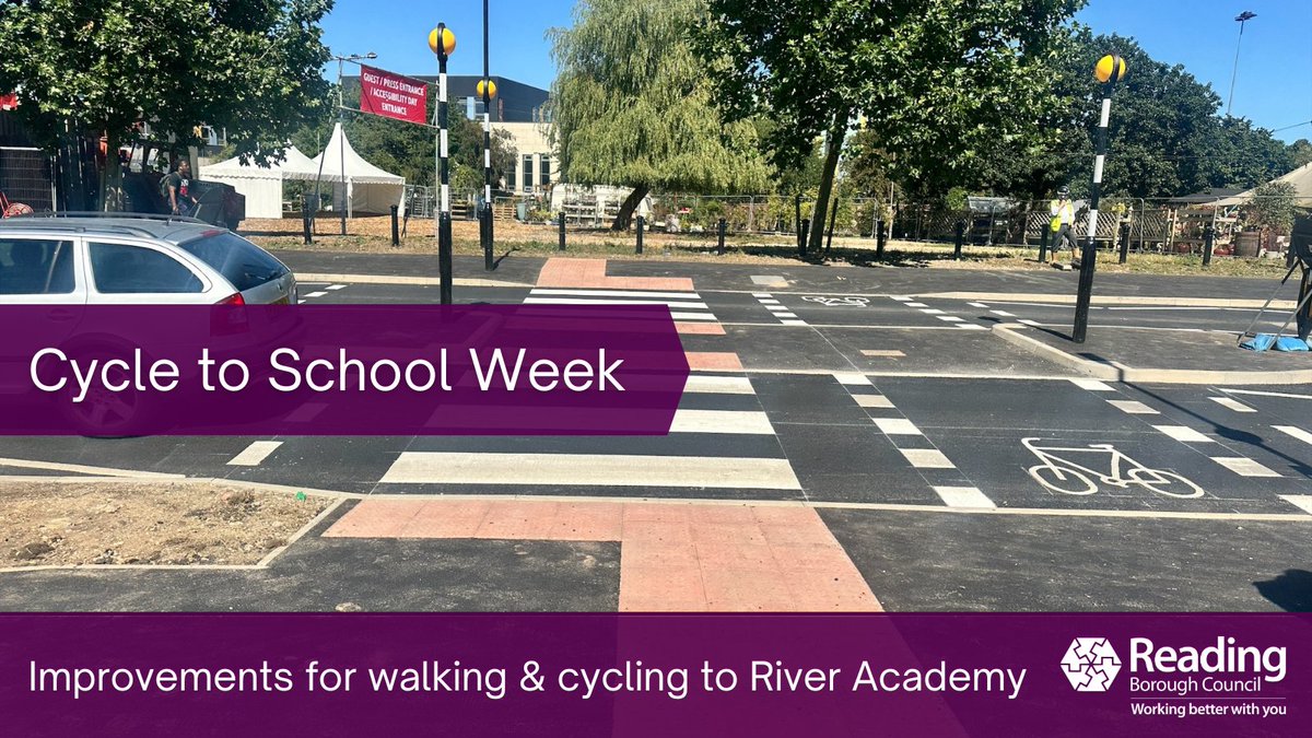 Are you taking part in #CycleToSchoolWeek this week?

The Council encourages active travel to school by improving facilities for walking and cycling &amp; supporting School Streets.

We're improving journeys for pupils at the River Academy with a new crossing &amp; cycle lanes. 

#rdguk