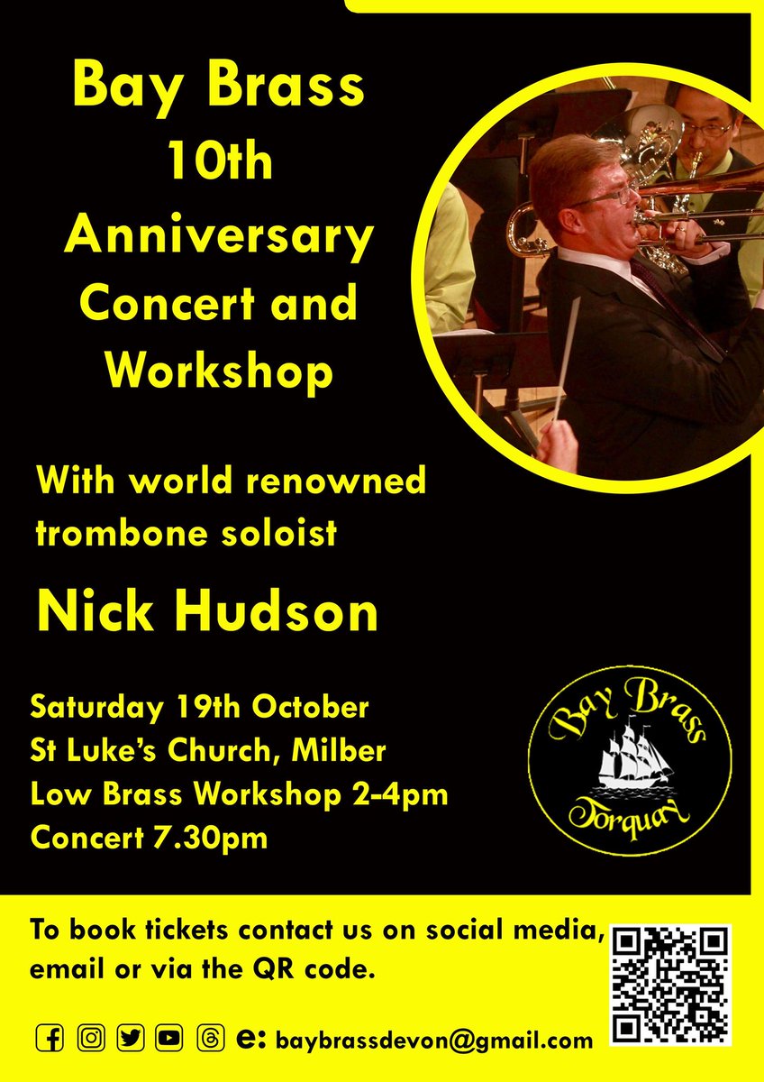 It is less than a month until our 10th Anniversary Concert and work shop with world famous trombonist Nick Hudson 🙂To book tickets visit our eventbrite page or get in touch on social media 🙂Please retweet 🙂#anniversary #decade #concert #workshop #soloist #music #celebration
