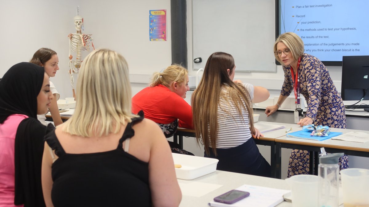 University Centre Wigan & Leigh College (@unicentrewlc) on Twitter photo Thanks to our partnership with <a href="/edgehill/">Edge Hill University</a>, <a href="/EHU_FOE/">EHU | Education</a>, Wigan residents can study a teaching degree locally.
The BA (Hons) Primary Education with QTS (School-Based) students enjoyed their first science lesson of the academic year.
Find out more and apply: bit.ly/3TGqyrH" Thanks to our partnership with <a href="/edgehill/">Edge Hill University</a>, <a href="/EHU_FOE/">EHU | Education</a>, Wigan residents can study a teaching degree locally.
The BA (Hons) Primary Education with QTS (School-Based) students enjoyed their first science lesson of the academic year.
Find out more and apply: bit.ly/3TGqyrH"