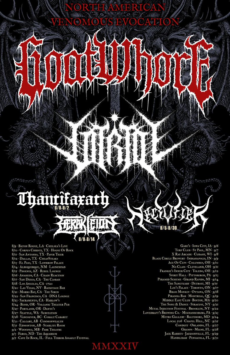 MetalTitans's tweet image. .@Goatwhore_NOLA 
w/ #Vitriol 
#Necrofier 

Today: 9/23 Lovedraft&apos;s, Mechanicsburg, PA